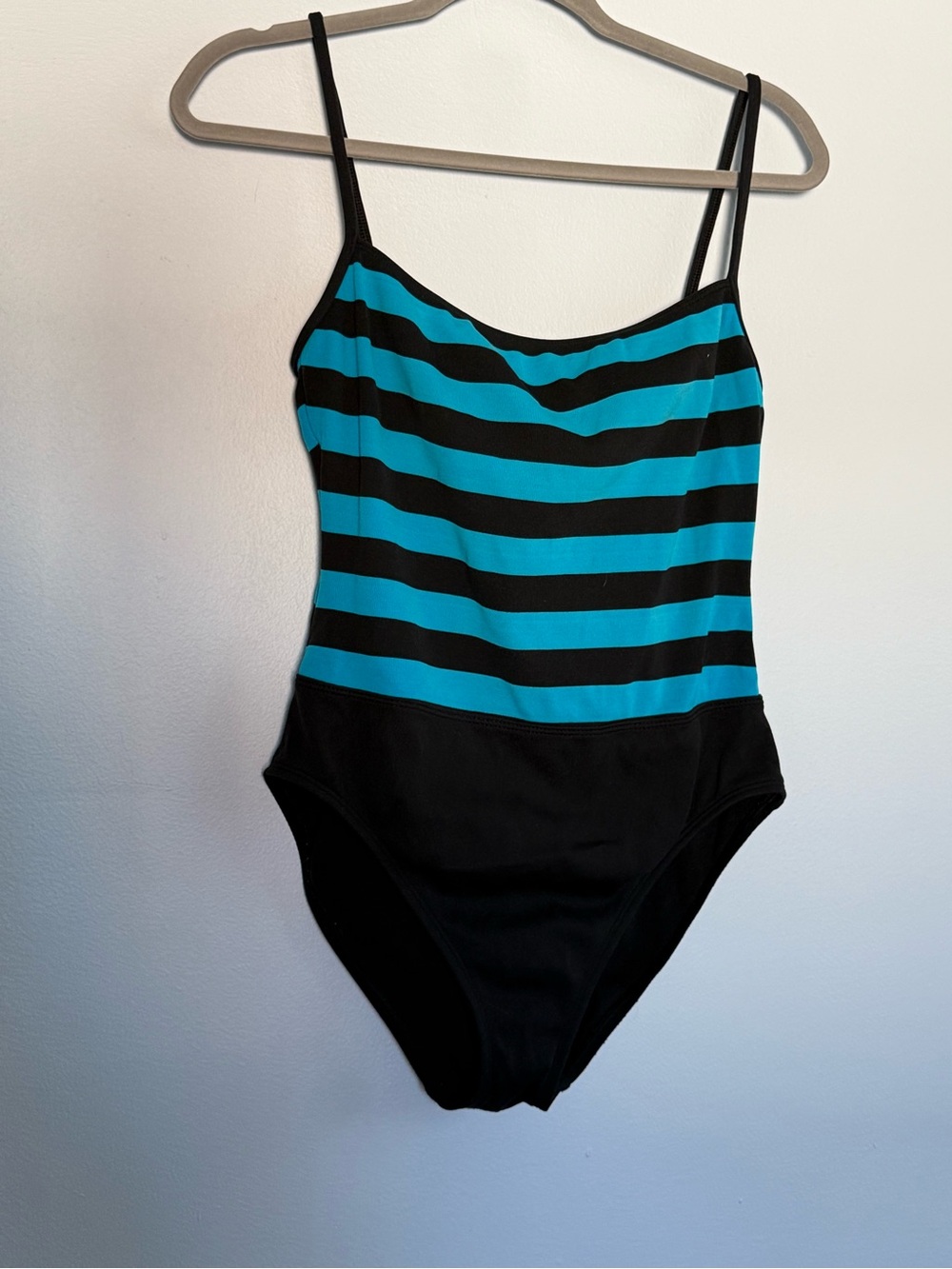 La Blanca Black and Teal Striped One-Piece Swimsuit